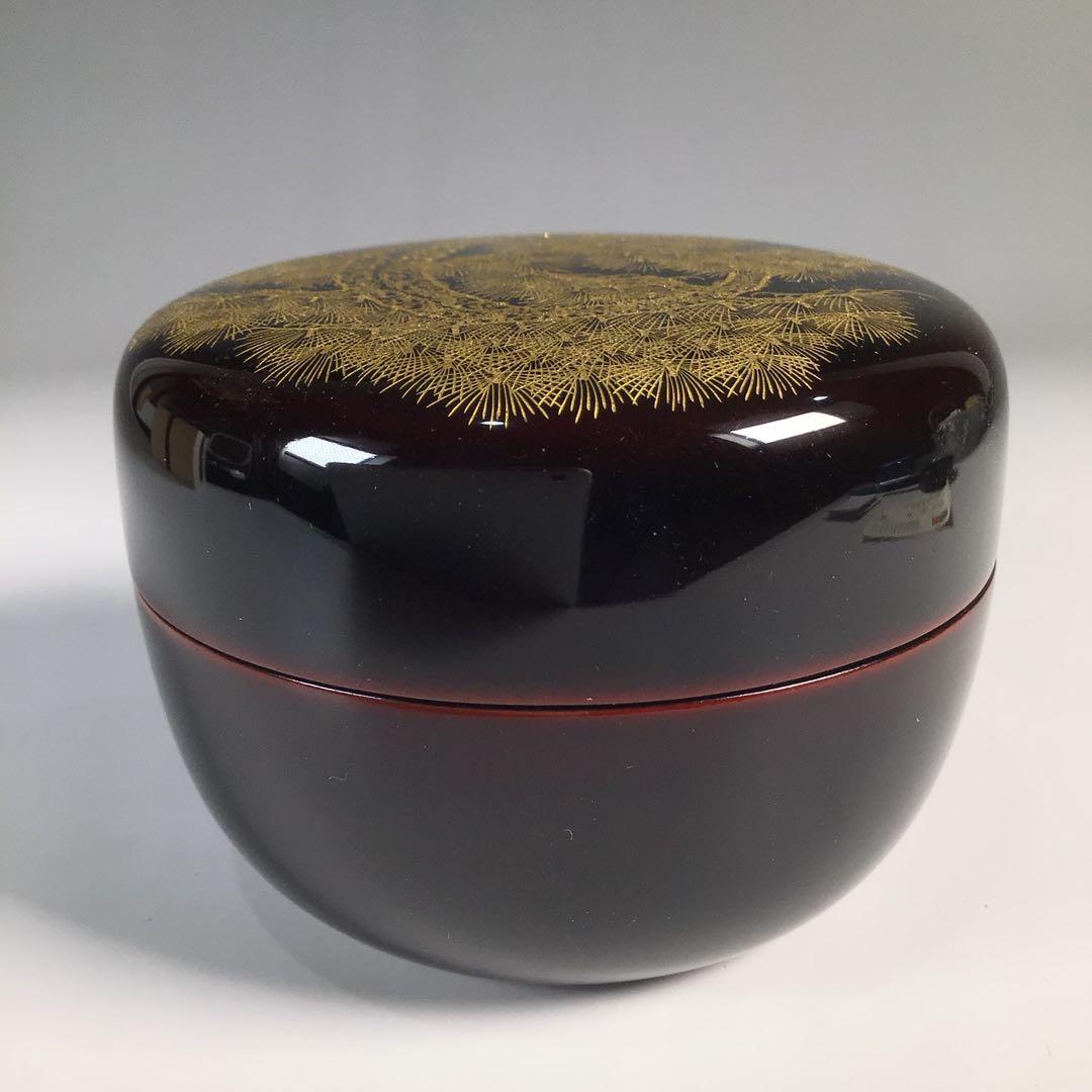 M126棗『伝統工芸師廣道(大関廣)刻』『沈金』『老松蒔絵』『平棗』共箱