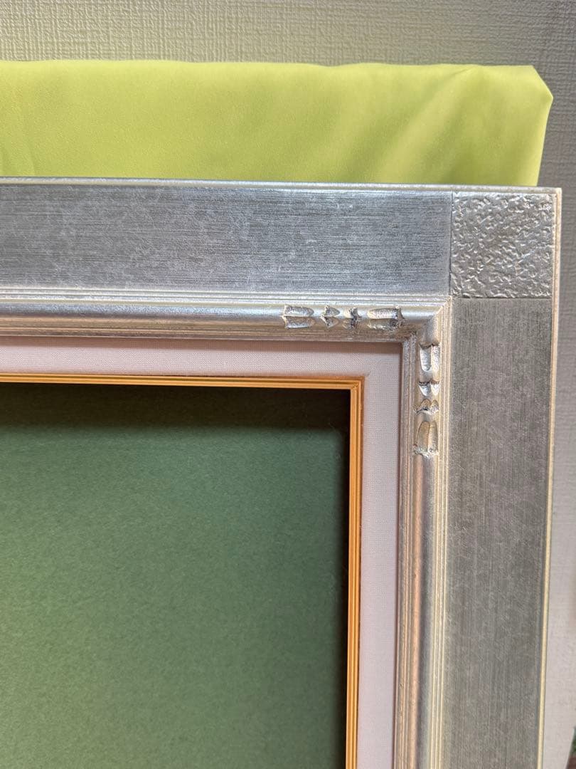 F8サイズ　平桃角紋(銀)シルバー装飾額縁 ほぼ未使用美品　1/9 送料込み