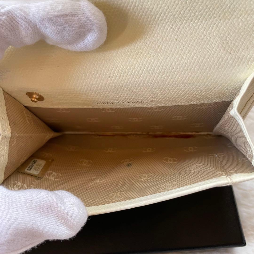 美品 シャネル CHANEL カードケース 財布 ココマーク ホワイト