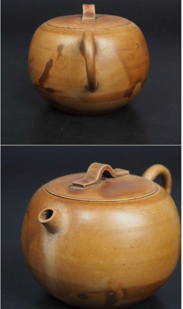 送料無料　18世紀初頭　江戸期白備前焼急須一対　箱付 ★博物館級★ 煎茶道具