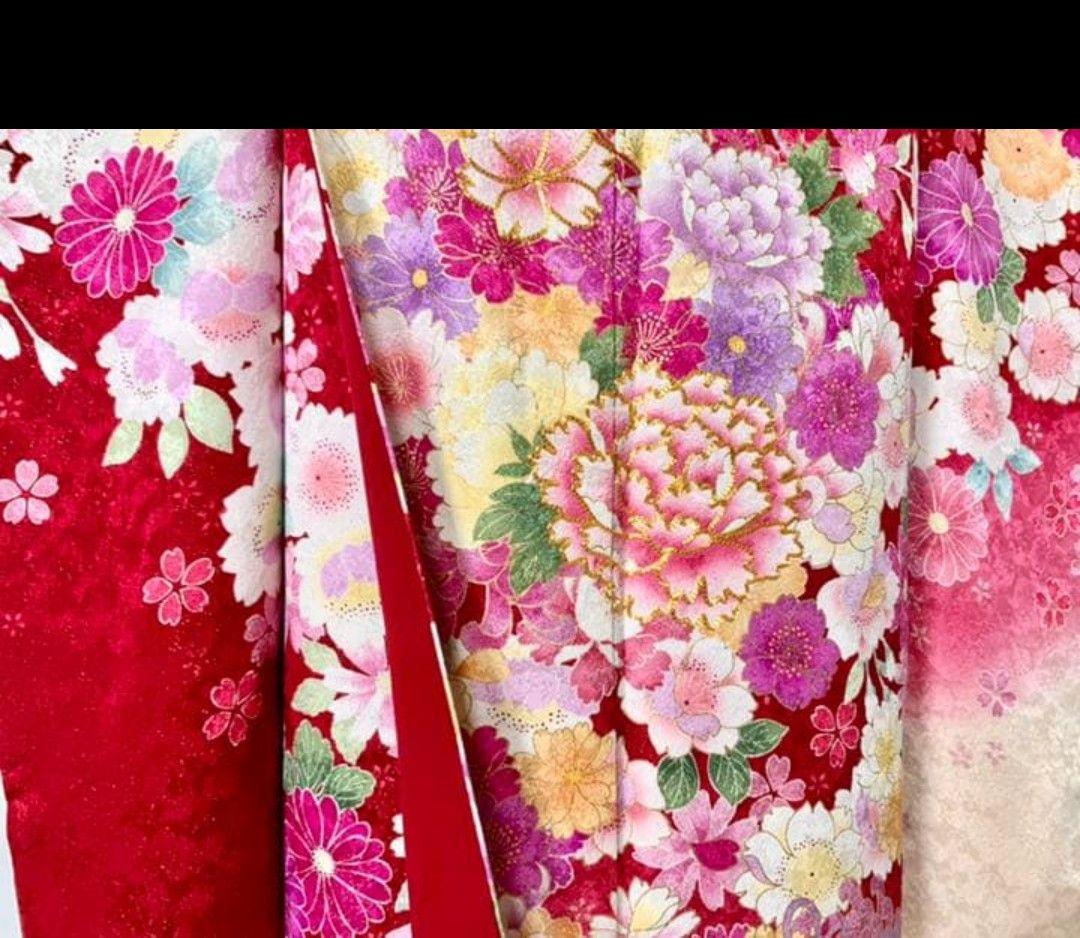 振袖豪華11点フルセット 赤系 金彩 刺繍 成人式 お正月 結婚式 いしげ