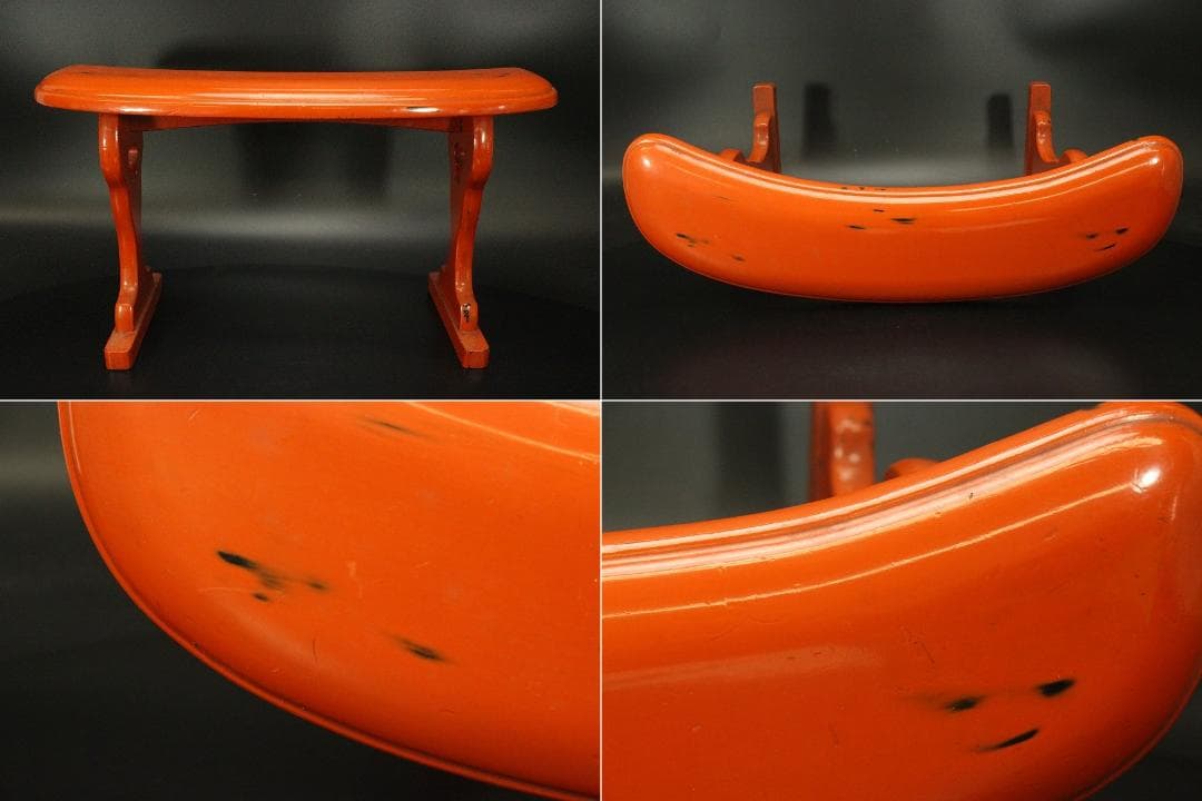 赤黒漆の美 根来 肘掛け 一対(ZE596)