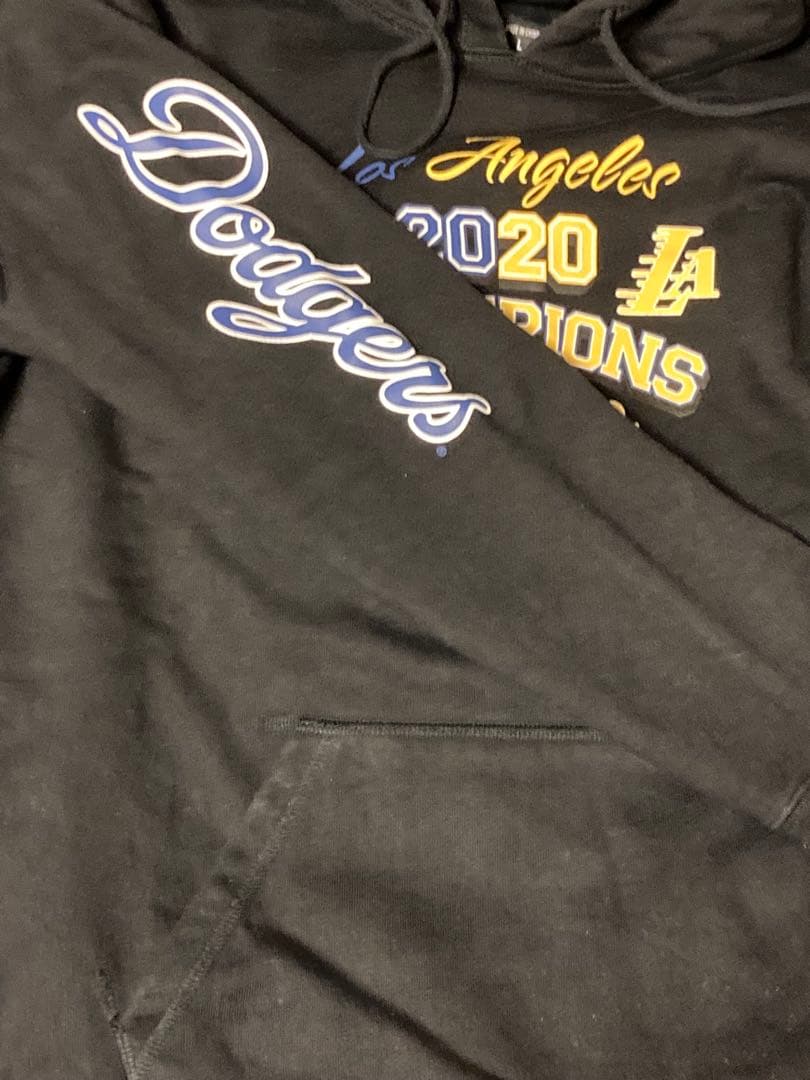 ボーンアンドレイズ×レイカーズ×ドジャース×ニューエラ フーディ ブラック Ｌ