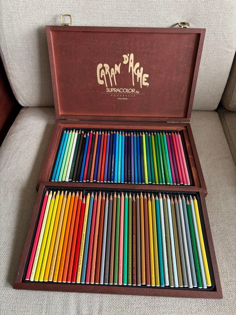 Caran d'Ache Supracolor 水彩色鉛筆80色セット 木箱入り