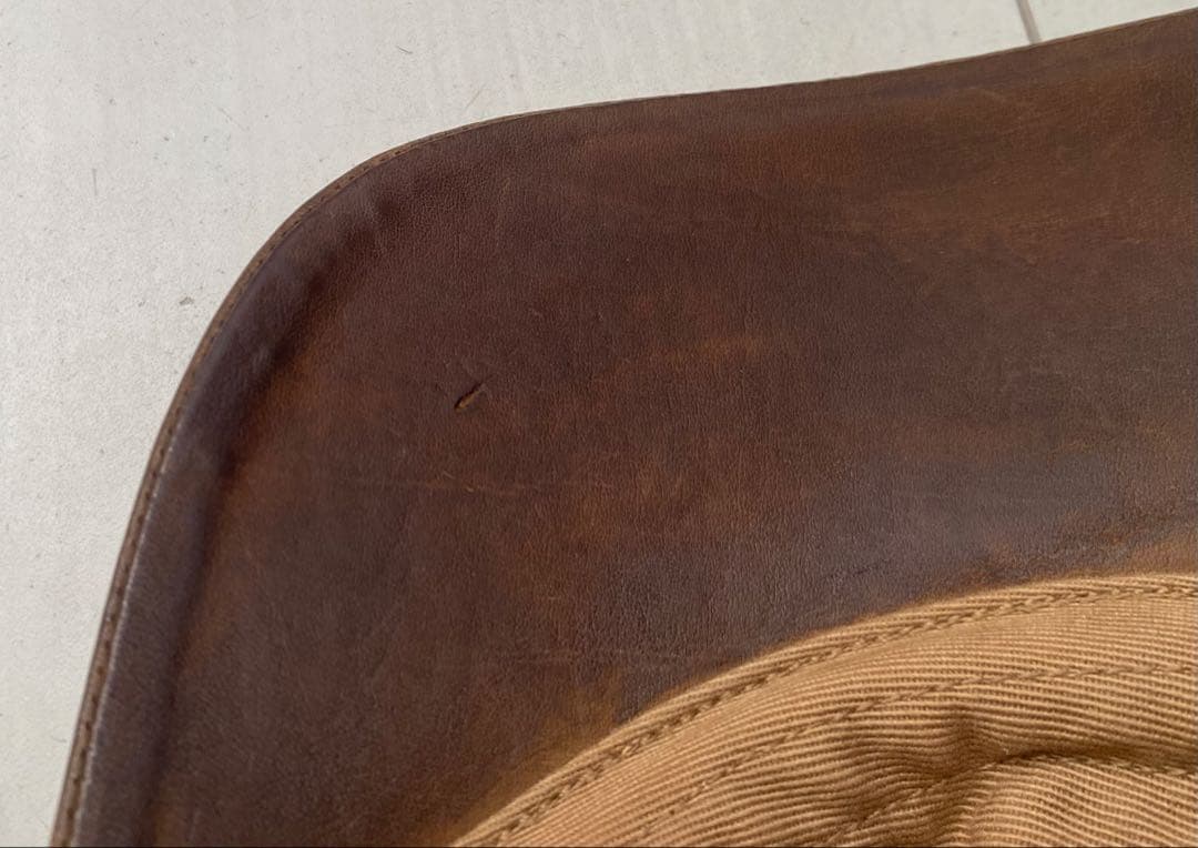 美品 00s RRL 革 レザー キャンバス ダック地 cap キャップ 帽子