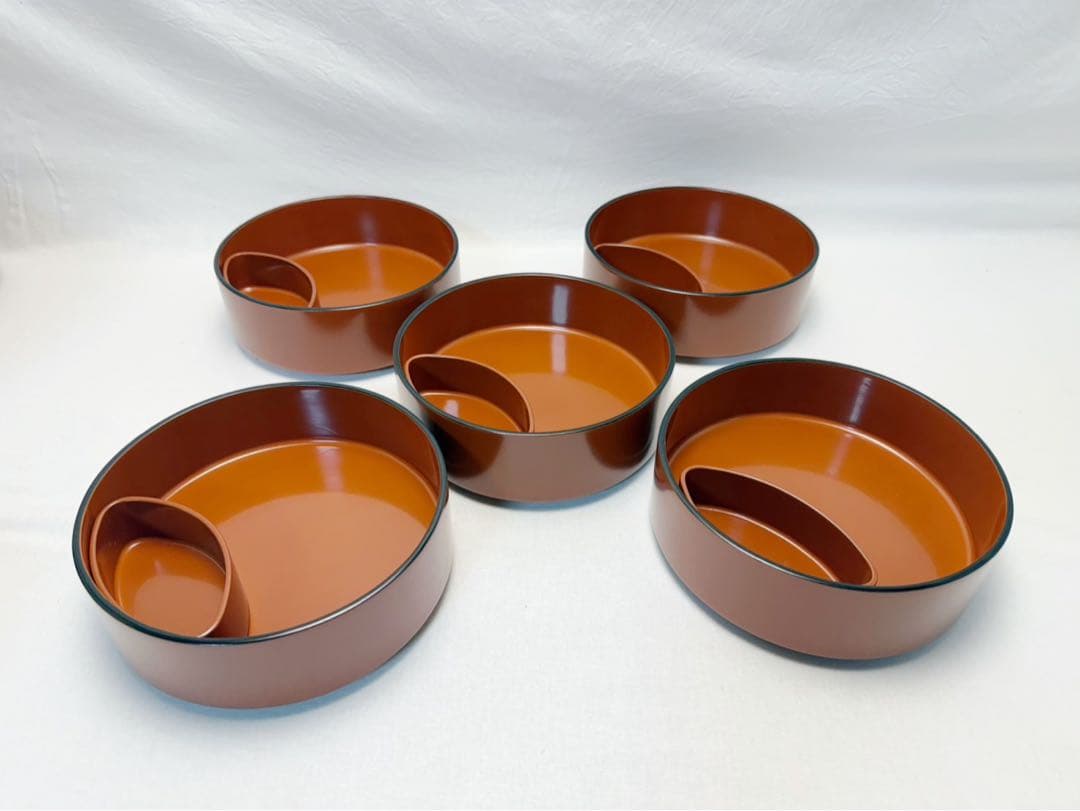 美品 茶道具 木製古代朱塗 蘭蒔絵 多用鉢 菓子鉢 天麩羅 どんぶり等 5客揃