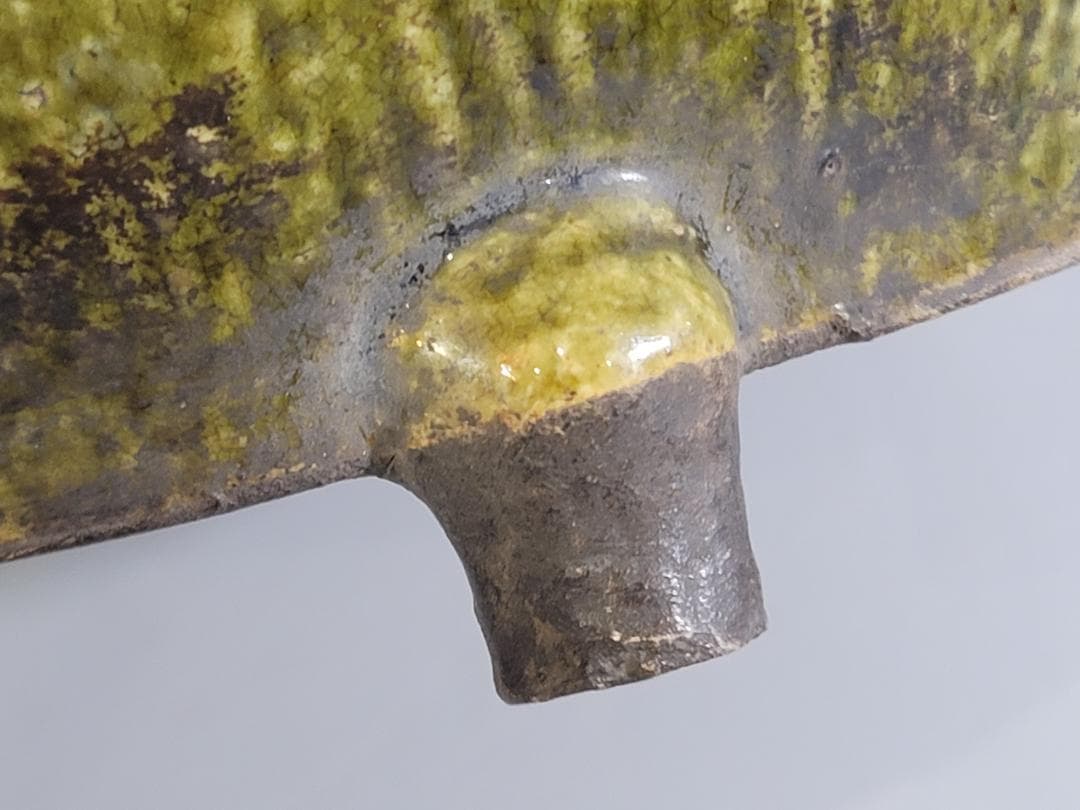 煎茶 織部釉 纏枝蓮花紋 瓶掛 時代物 古美術 DT247