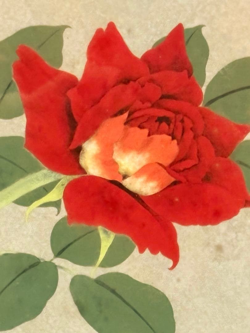 額装日本画　つばき　佳泉作　色紙サイズ