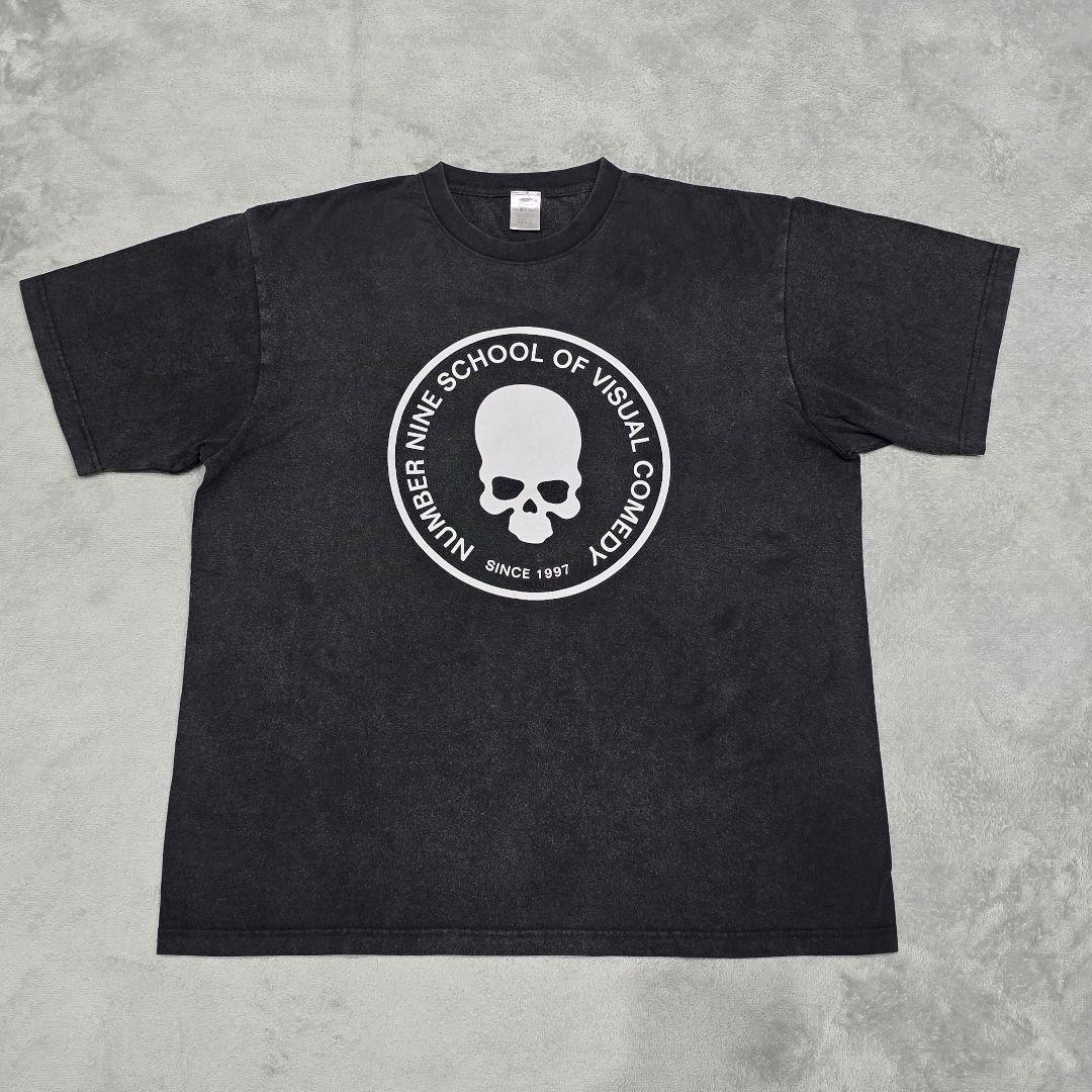 ナンバーナイン スカルプリントTシャツ 4 黒 ドクロ school スカル