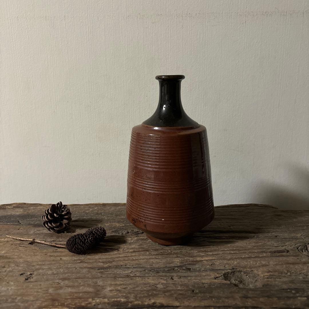 大堀相馬鉄釉もしくは古丹波天目釉徳利　古陶磁.骨董.アンティーク.花入.古民芸 大堀相馬鉄釉もしくは古丹波天目釉徳利 古陶磁.骨董.アンティーク.花入.