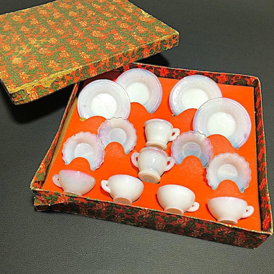ままごと ティーセット 乳白 ガラス 玩具 検）ペロペロ 金平糖
