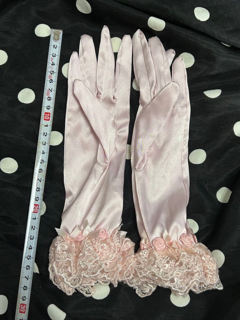 JESUS DIAMANTE サテングローブ　ピンク　バラ　マドモワゼルグローブ