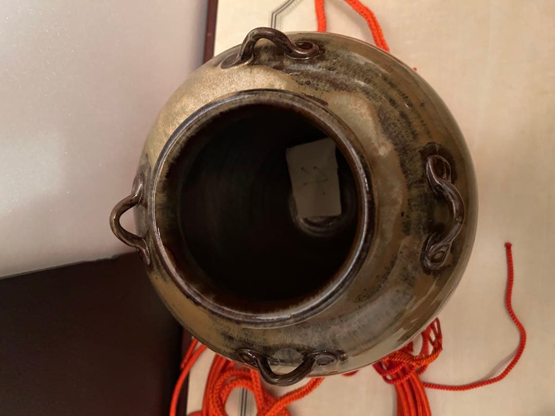 茶道具 高取焼 元永陶苑 茶壷 茶壺 飾り壷 共箱付き