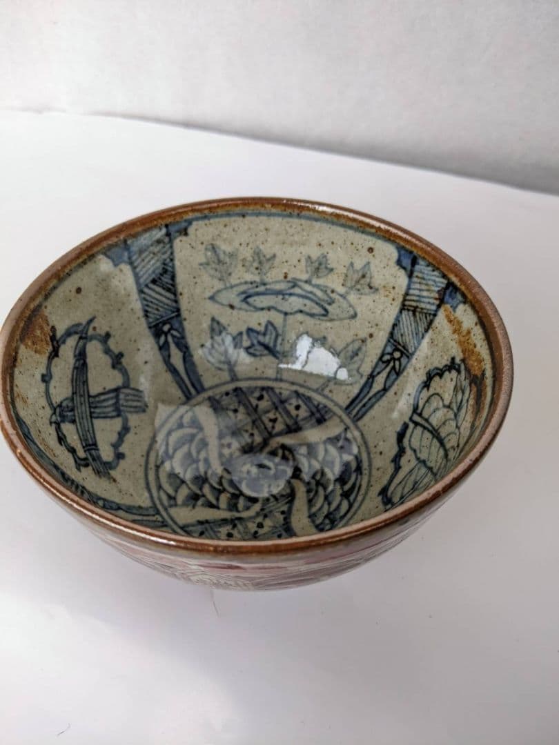 九谷赤絵　九谷美代作　赤絵の青椀