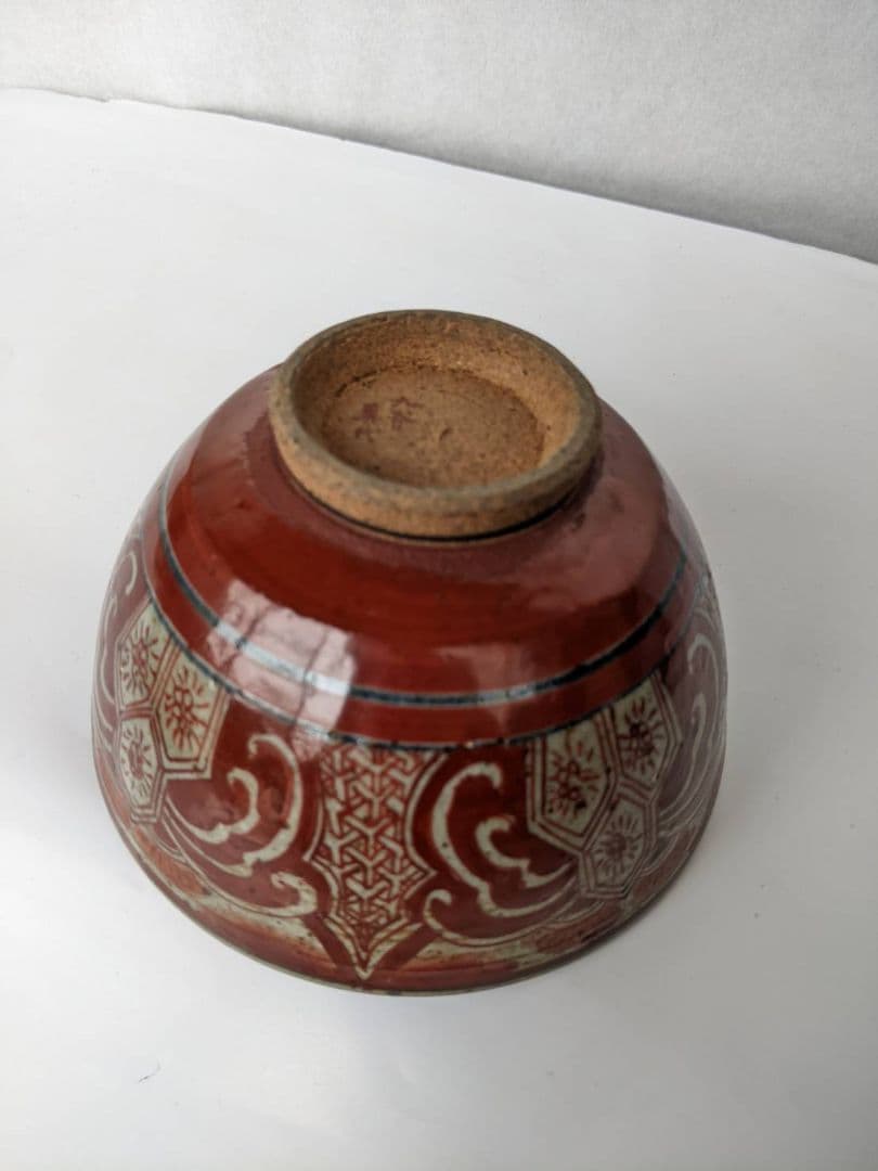 九谷赤絵　九谷美代作　赤絵の青椀