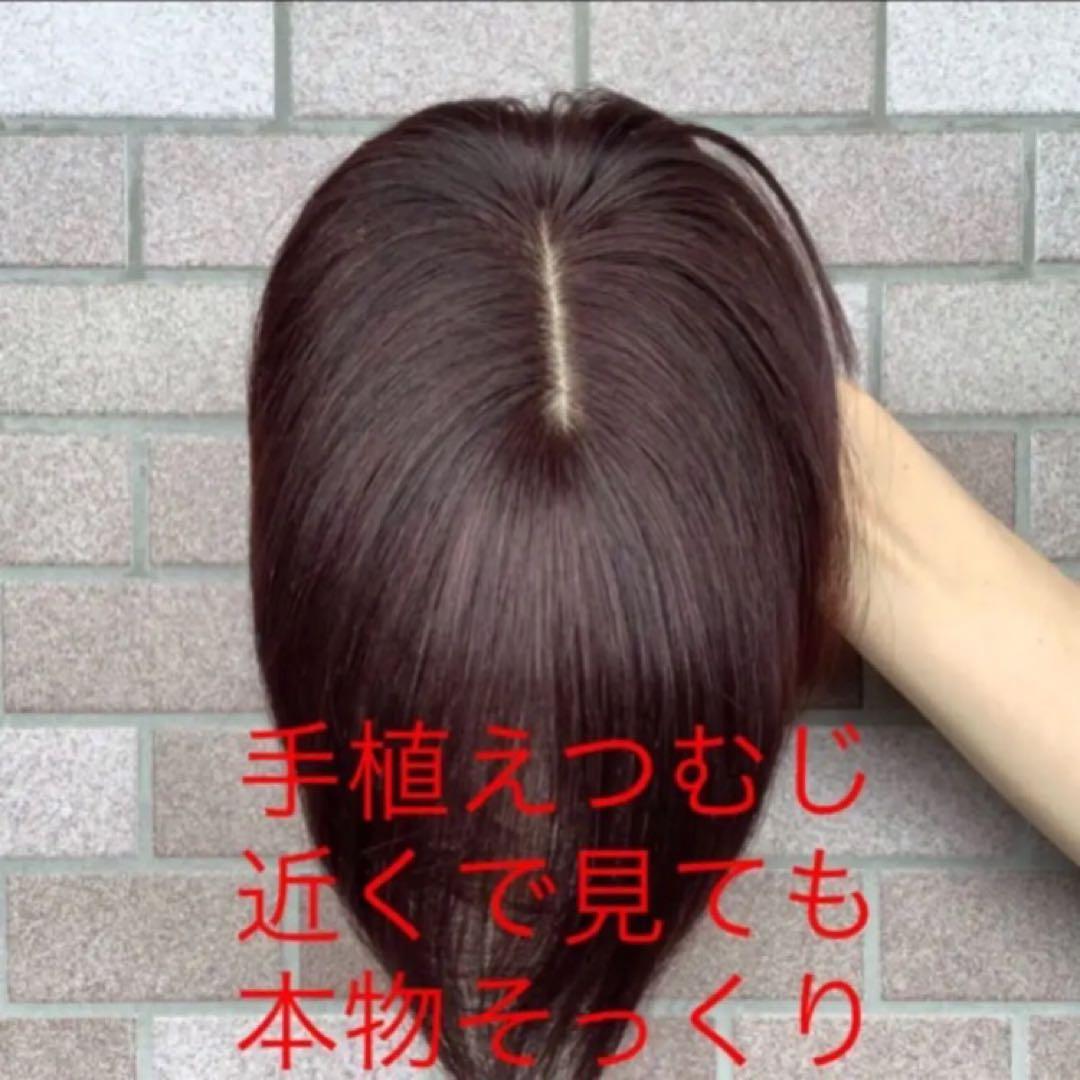 人毛100%総手植え 医療用 部分ウィッグ ヘアピース ブラックブラウン