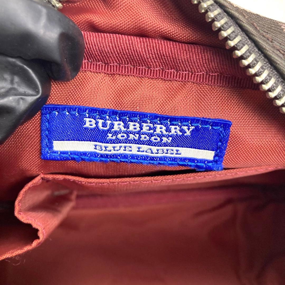 バーバリーブルーレーベル　ショルダーバッグ チェック　キャンバス　レザー