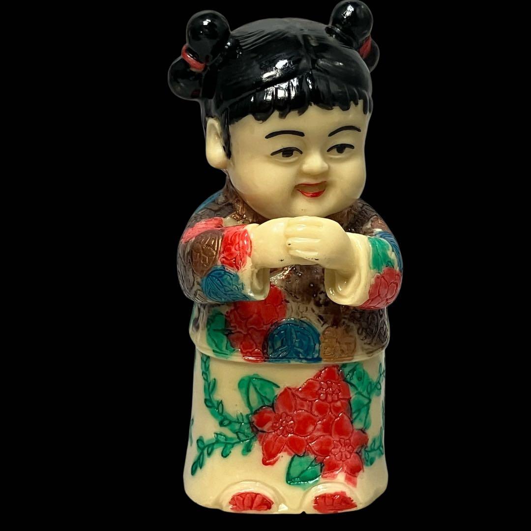 中国陶器】縁起物 福禄寿 男の子 女の子 フィギュア 陶器人形 置物