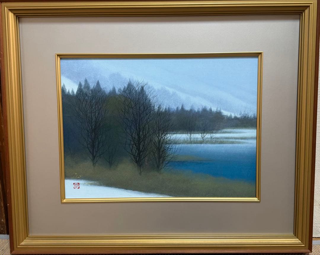 河本正　【早春】　日本画　送料込み1209