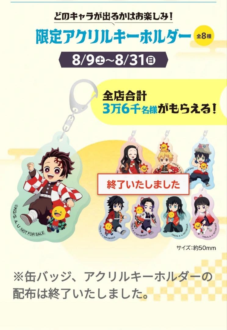 【当選品含】鬼滅の刃 コジマ 限定50名当選品タオル 非売品アクリルキーホルダー