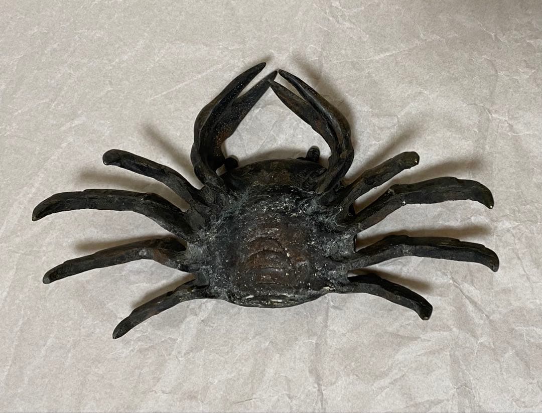 希少！　古銅カニ置物　オブジェ　超特大　手造り
