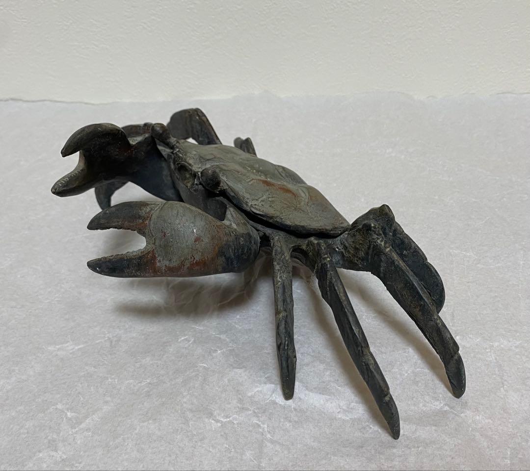 希少！　古銅カニ置物　オブジェ　超特大　手造り