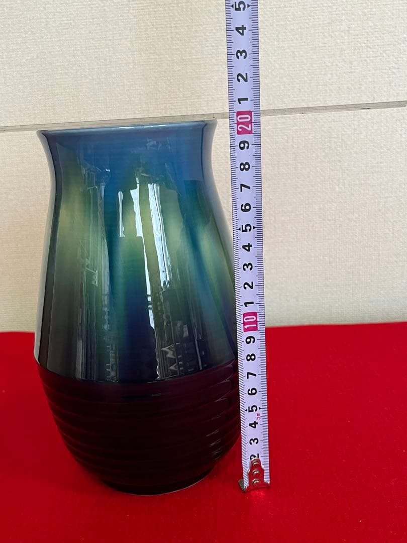 【特価】 柳雨軒 三代 人間国宝 徳田八十吉（正彦銘）碧明釉 花瓶 T241