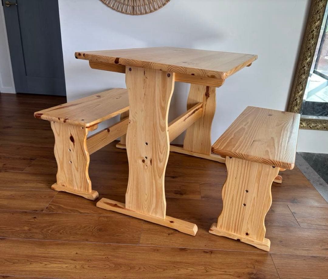 パイン材　ダイニングセット 家具 3点セット テーブル ベンチ