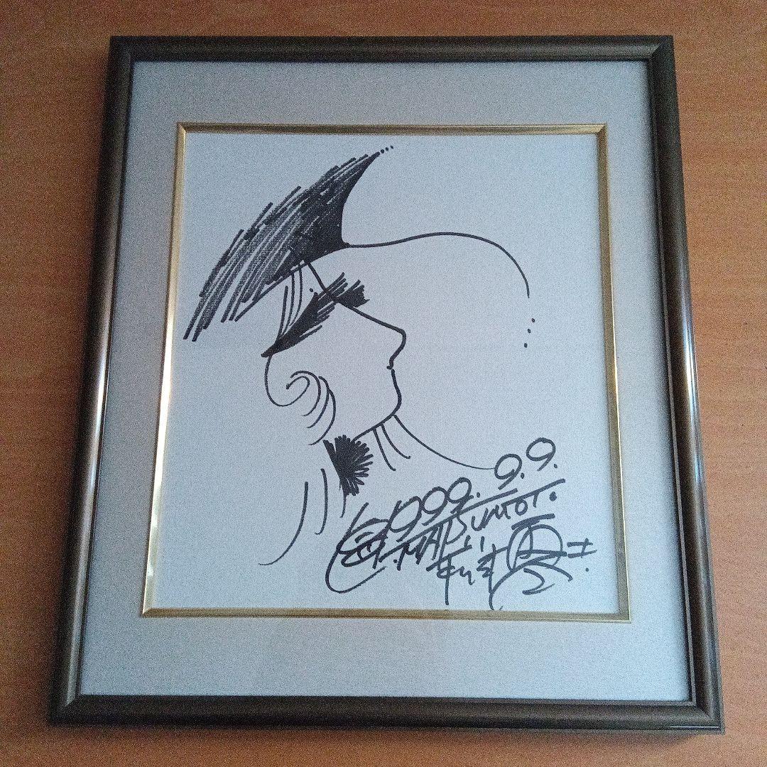 真作】松本零士 直筆サイン色紙 銀河鉄道999☆メーテル (額縁付