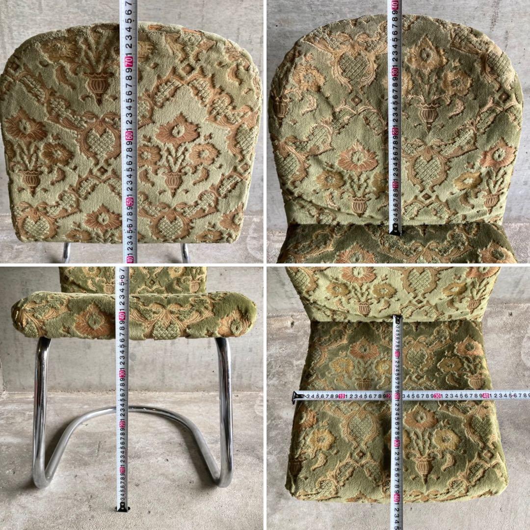 カンチレバー チェア 椅子 2脚 ビロード ジャガード 金華山 昭和