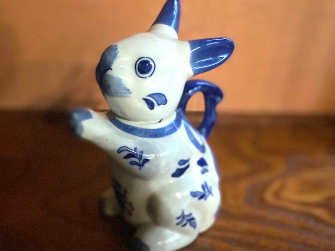 染付うさぎ！愛嬌溢る《青絵兎ティーポット》（検リヤドロヴィンテージ干支ヘレンド
