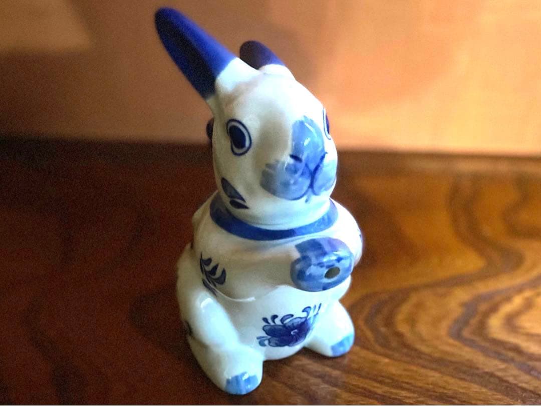 染付うさぎ！愛嬌溢る《青絵兎ティーポット》（検リヤドロヴィンテージ干支ヘレンド