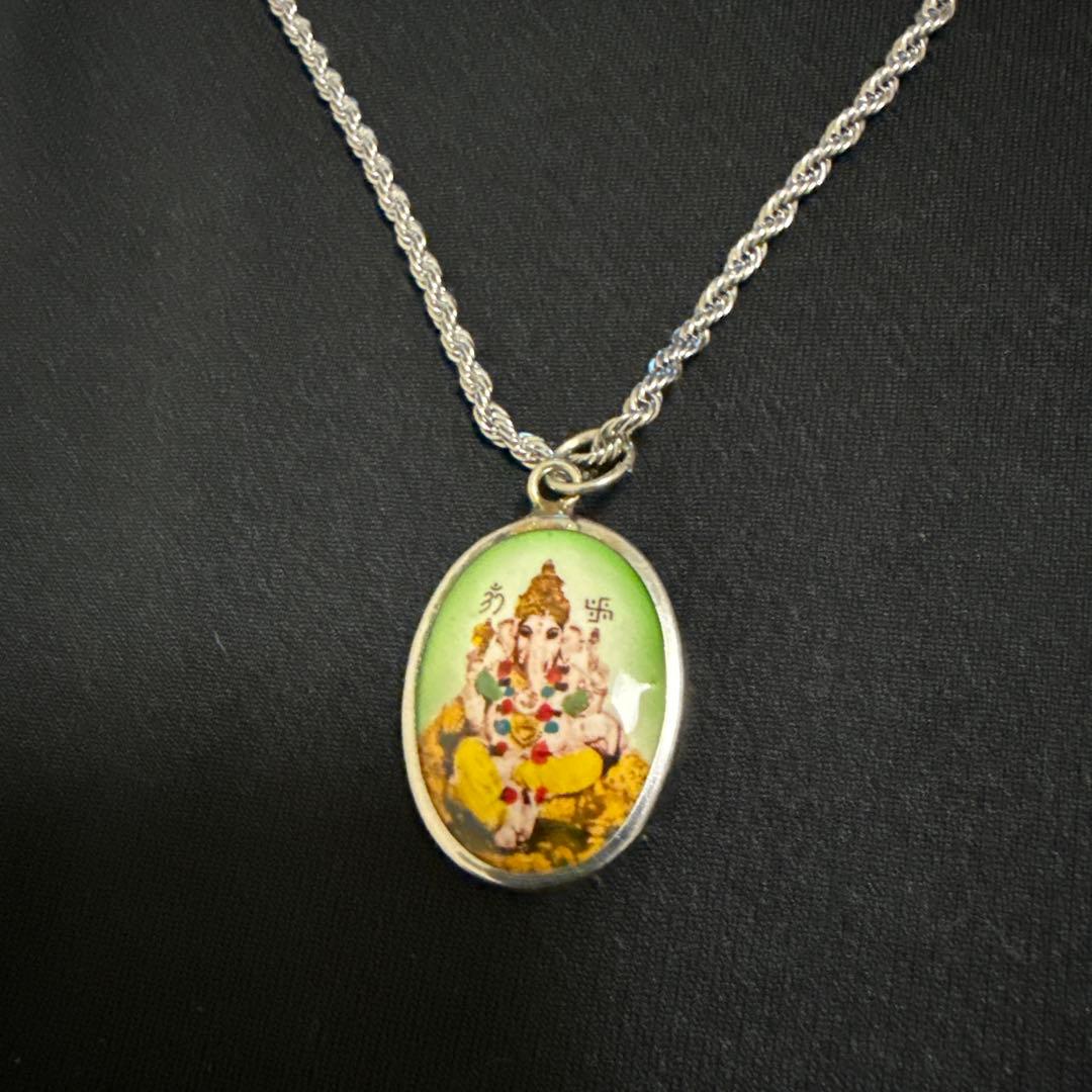 ガネーシャ（グリーン）オームペンダント藤井風ネックレスお風呂