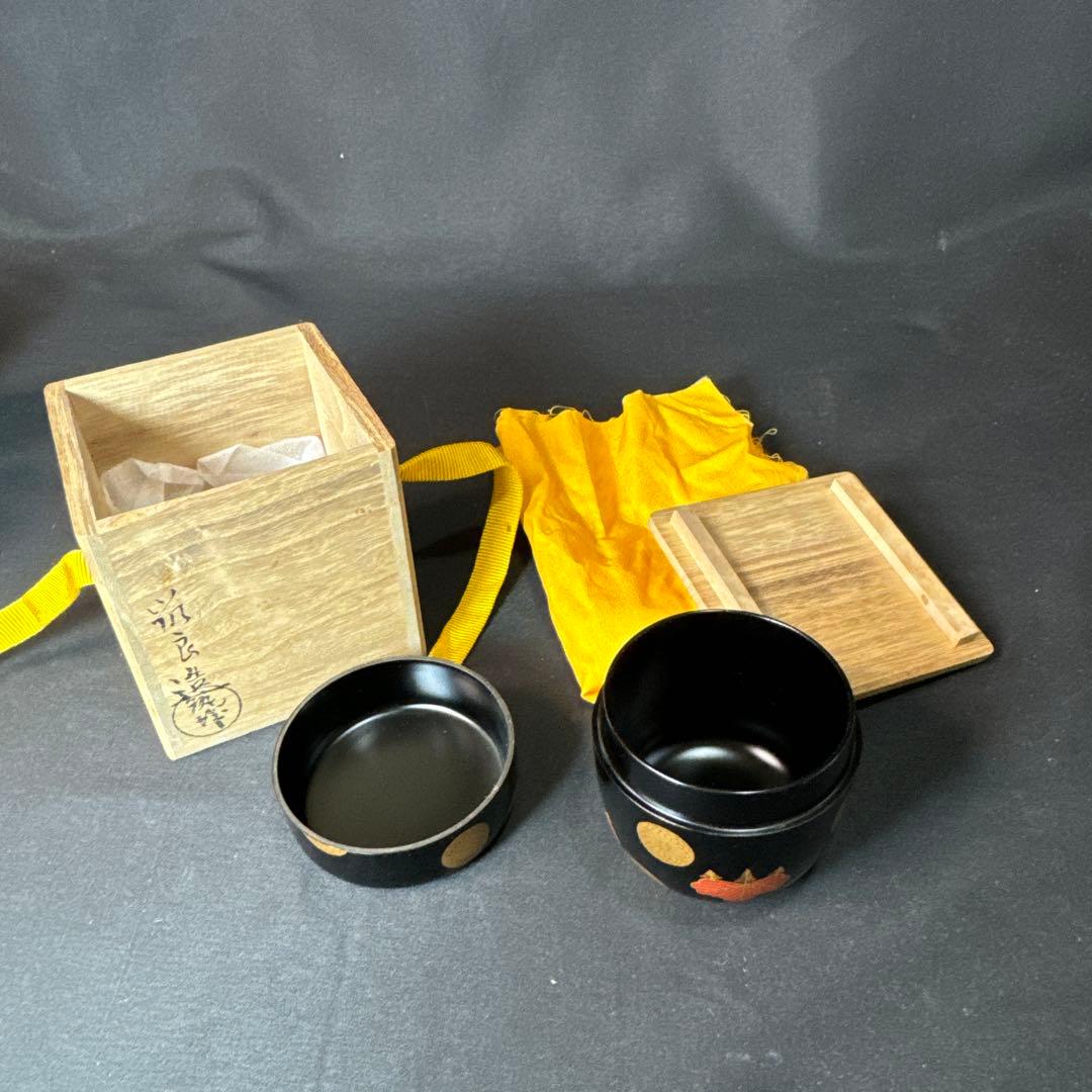 E982 送料無料 金彩蒔絵 棗 在銘 茶道具 茶室 茶道 共箱
