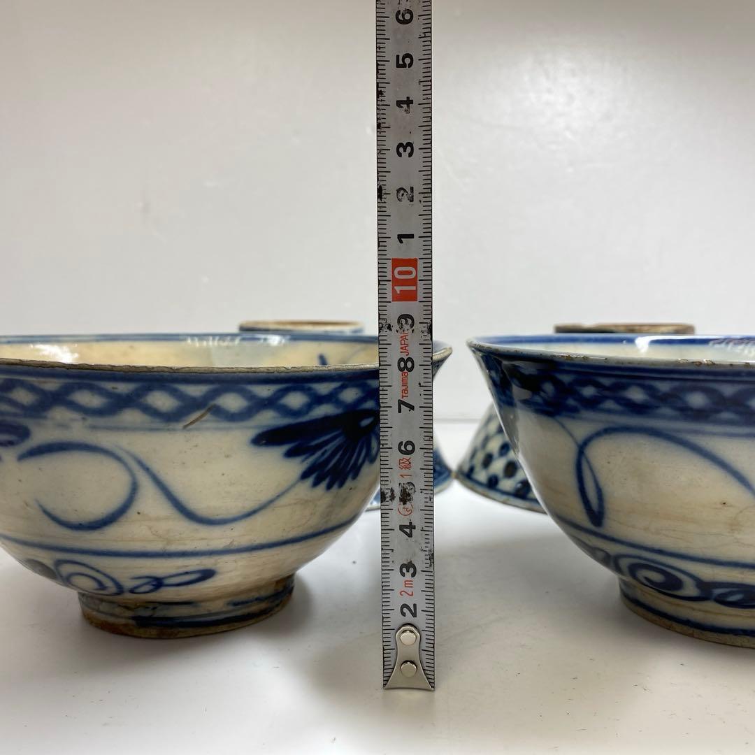 中国清朝時代 青花鉢4客 口径約17 東Y7 0403 タエチ 直結/自