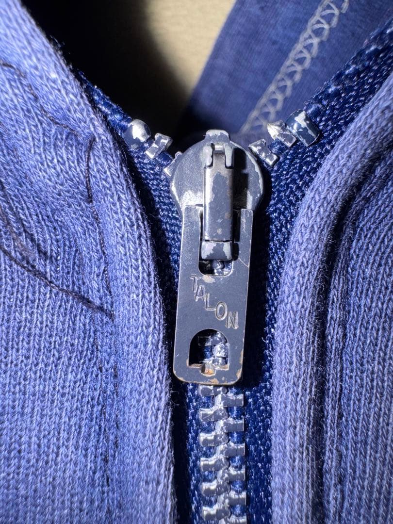 60s ジップパーカーヴィンテージ　ナス紺フェード　TALONジップ裏サーマル