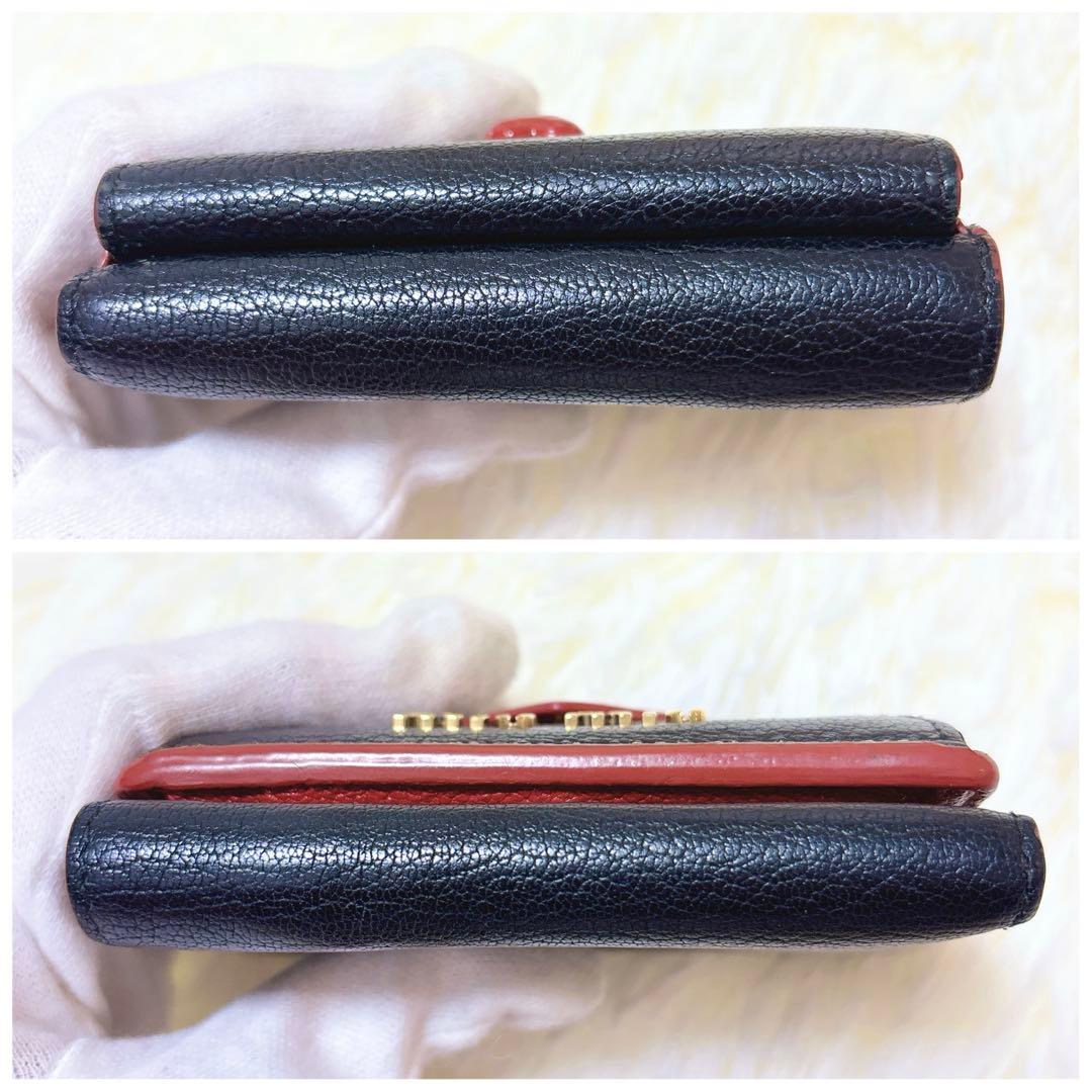 極美品✨ミュウミュウ ラブレター マドラス ハート 三つ折り財布 ブラック 黒