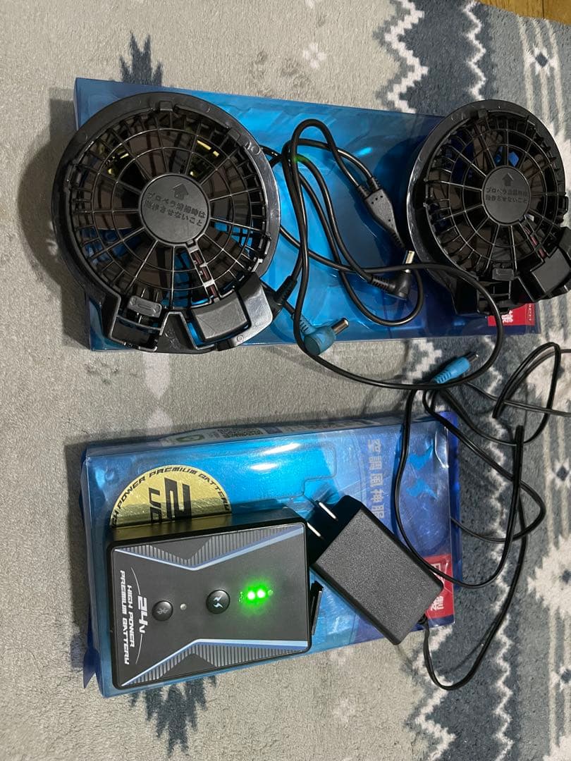 冷却ファン 2個セット 24V電源アダプター付き 空調服