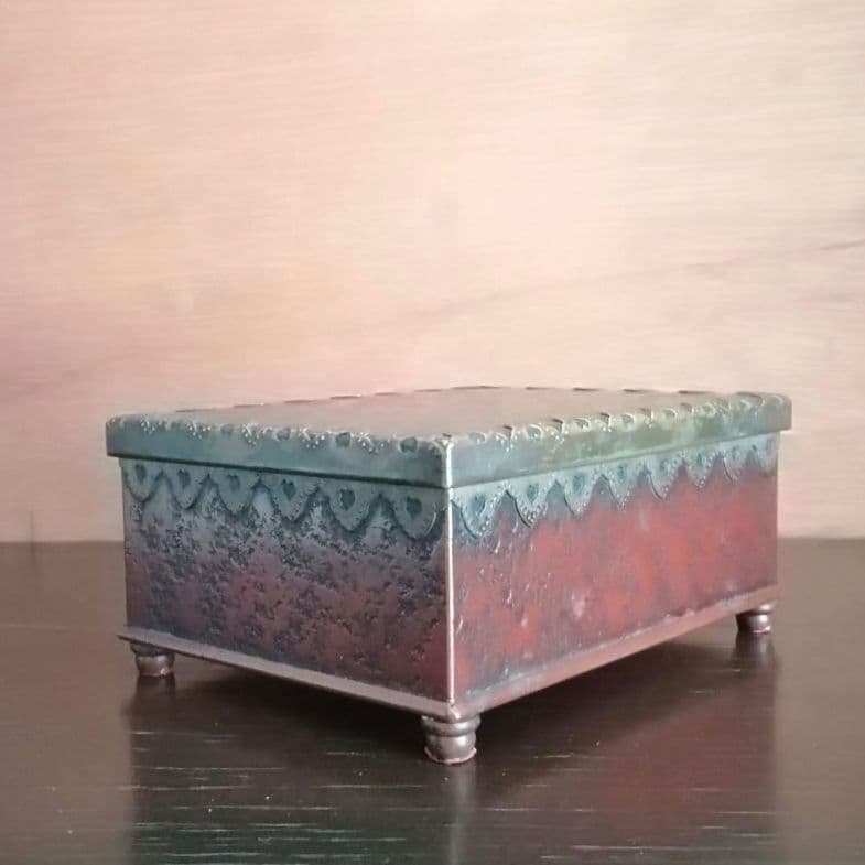 逸品 緋銅 毛織式 蓋物 小物入れ 松栄堂 明治金工 和骨董 骨董