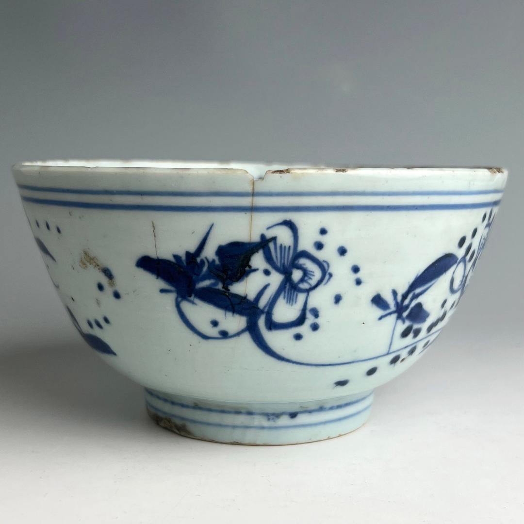 古染付 文章星菓子器 鉢 明時代 中国古玩 中国美術 唐物骨董 A850