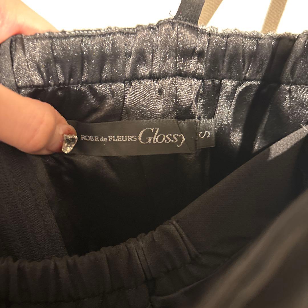 glossy チェック×レザーセットアップキャバドレス S