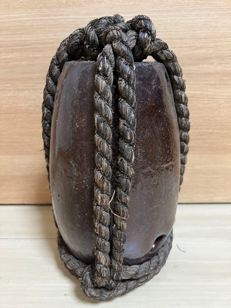 蛸壺 壷 花入 花器 花瓶 陶器 焼物 民藝 時代品 古道具 漁具 古美術 藁縄