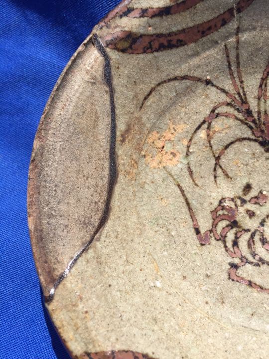 古唐津 古絵唐津の小皿 海老の図柄はあまりない桃山時代