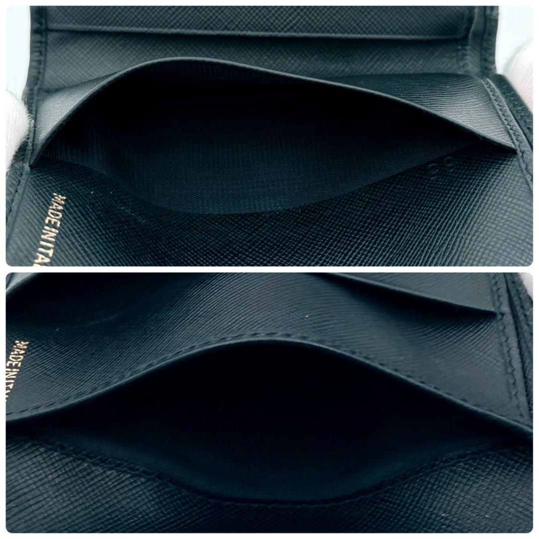 PRADA プラダ　サフィアーノ　三角ロゴ　三つ折り財布 レザー　ブラック