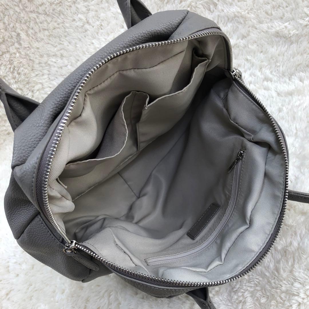 BEARDSLEY レザー ラウンドミディボストン バッグ トープ