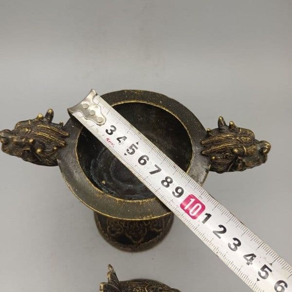 銅器 高脚双龍飛鳳薫香炉 客間茶室書斎華貴 大方得体薫香炉