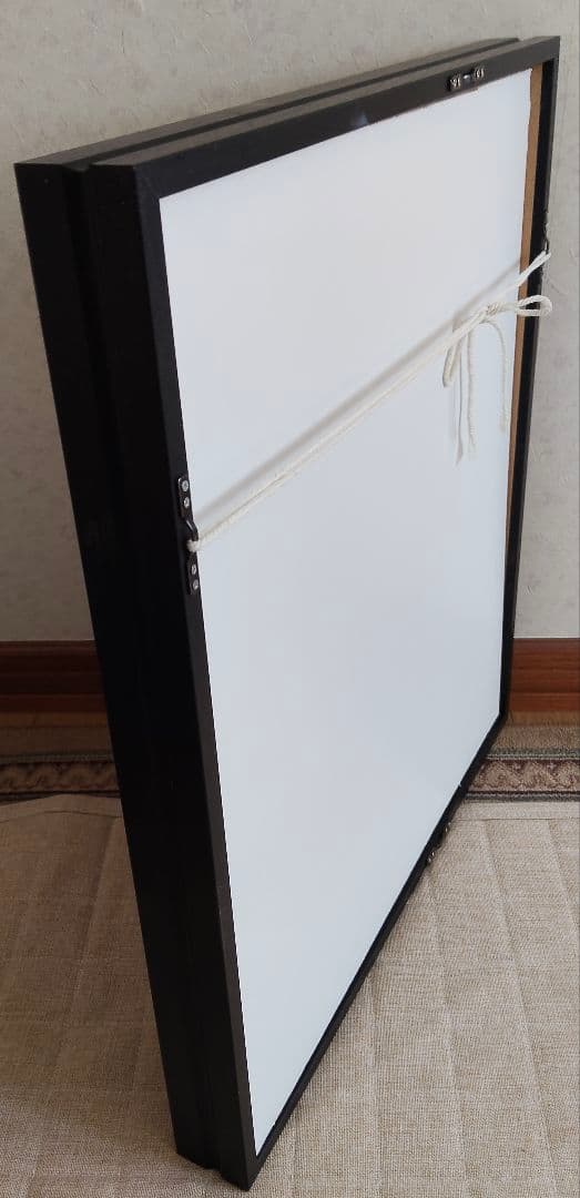 蒸気機関車の油絵（黒フレーム付き）