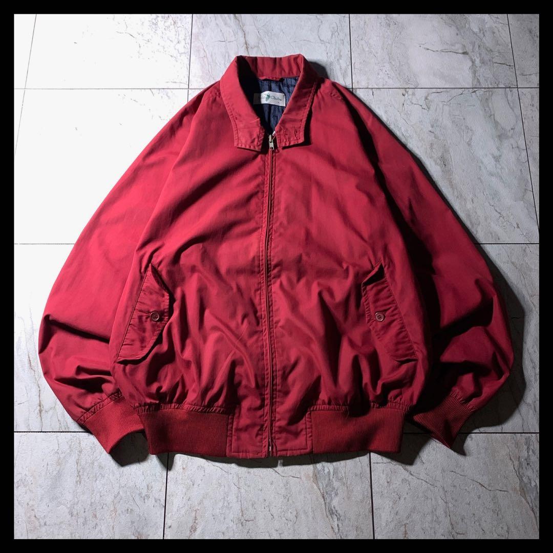 レトロ古着 短丈 スイングトップ G9 ハリントンジャケット 赤 無地 L