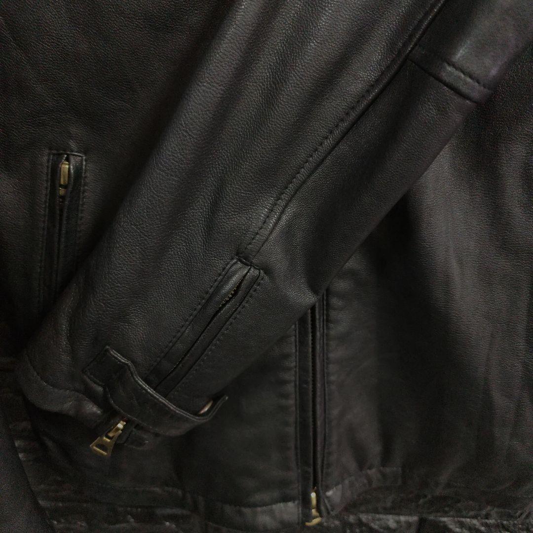 超美品 R.NEWBOLD 黒ゴートレザー（山羊革）シングルライダースジャケット