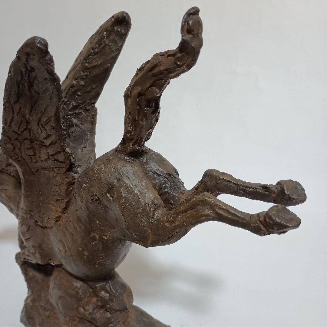 津田真瑞作 『猩々床置』 【共箱付(ラベル入) 】 時代金工 銅製